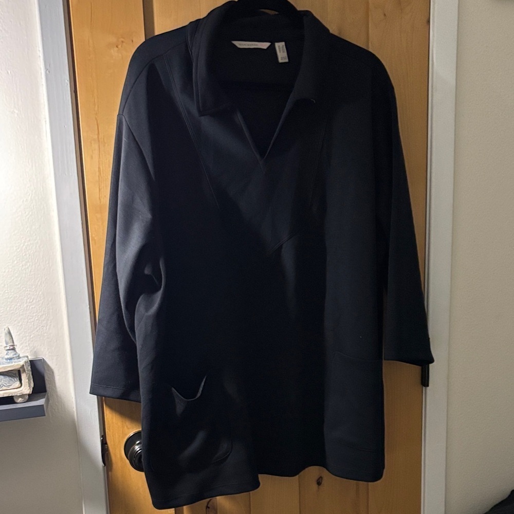 Isaac Mizrahi Black Long Sleeve Top